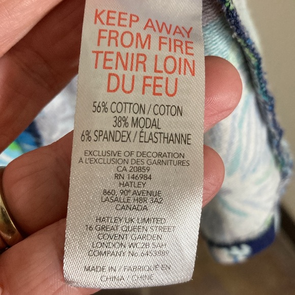 Hatley French Terry Blue & Green Floral Dress Size Small - Picture 7 of 8